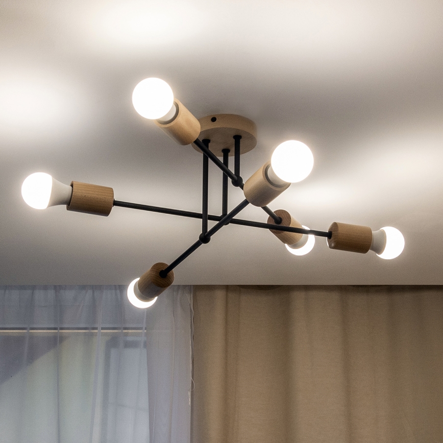 Plafondlampa CAMBRIDGE 6xE27/15W/230V i furu