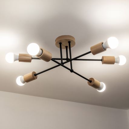 Plafondlampa CAMBRIDGE 6xE27/15W/230V i furu