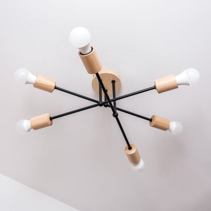 Plafondlampa CAMBRIDGE 6xE27/15W/230V i furu