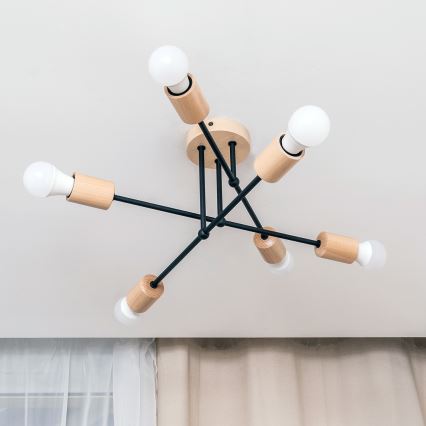 Plafondlampa CAMBRIDGE 6xE27/15W/230V i furu