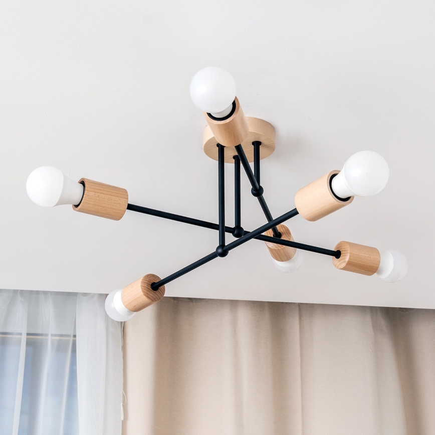 Plafondlampa CAMBRIDGE 6xE27/15W/230V i furu