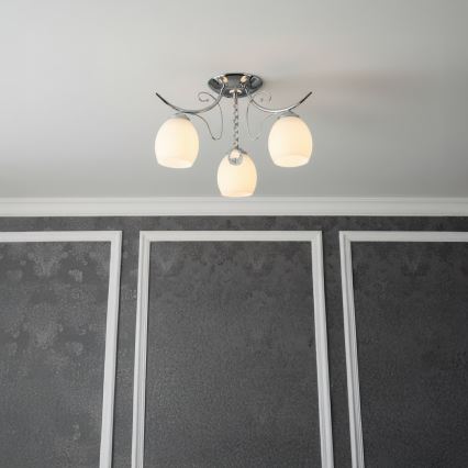 Plafondlampa ELLA 3xE27/15W/230V i polerad krom