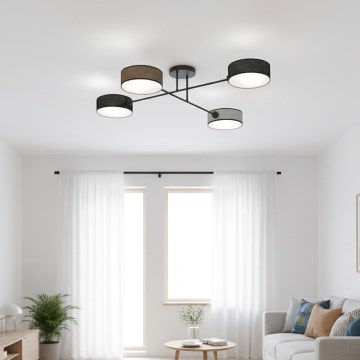Plafondlampa MAGA 4xE14/10W/230V svart/brun/grå
