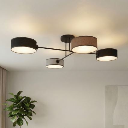 Plafondlampa MAGA 4xE14/10W/230V svart/brun/grå