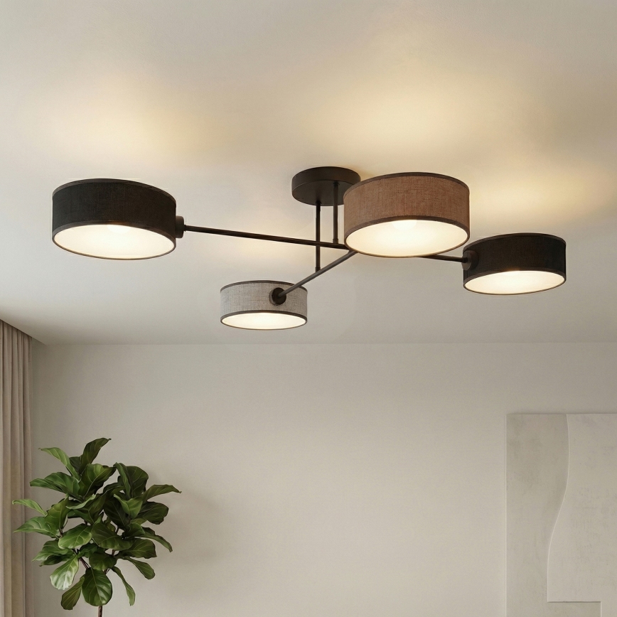 Plafondlampa MAGA 4xE14/10W/230V svart/brun/grå