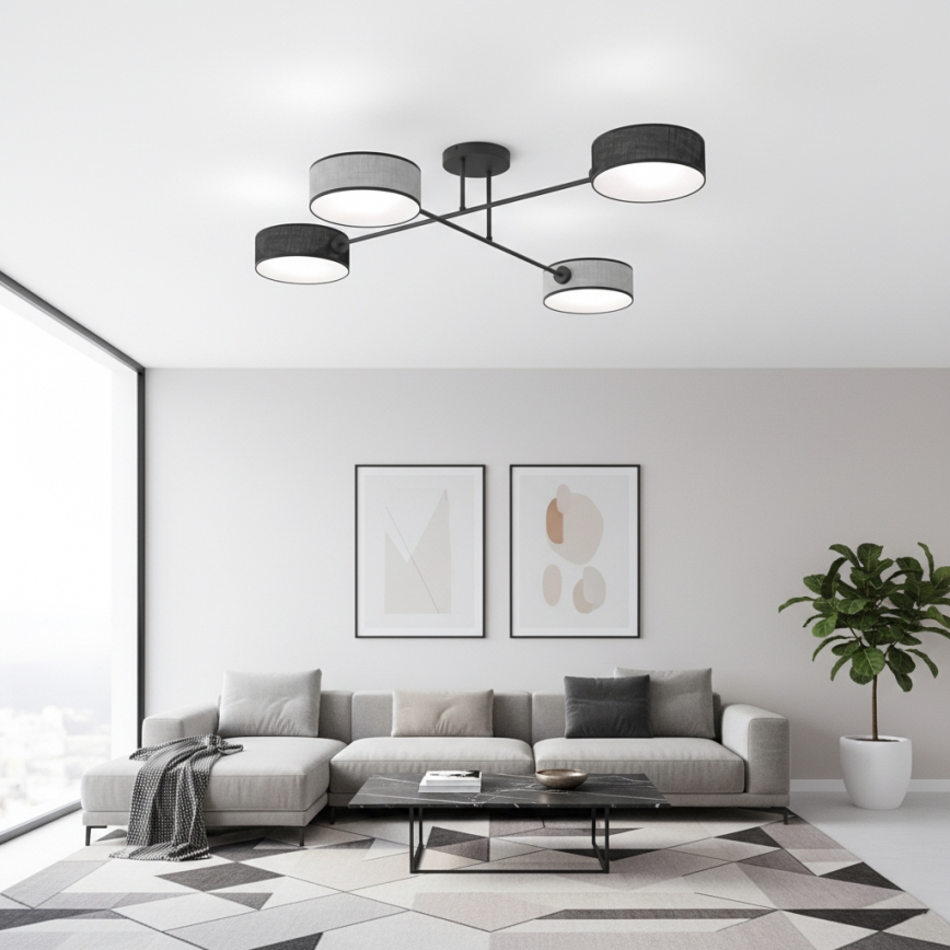 Plafondlampa MAGA 4xE14/10W/230V svart/grå