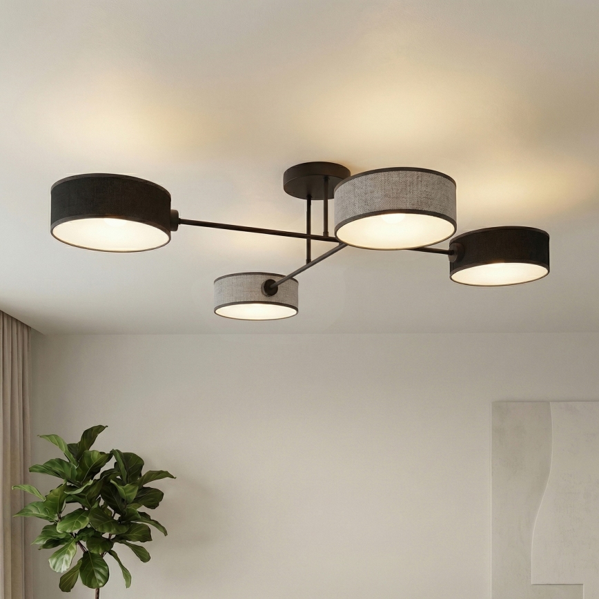 Plafondlampa MAGA 4xE14/10W/230V svart/grå