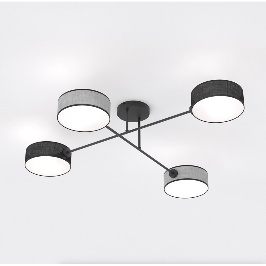Plafondlampa MAGA 4xE14/10W/230V svart/grå