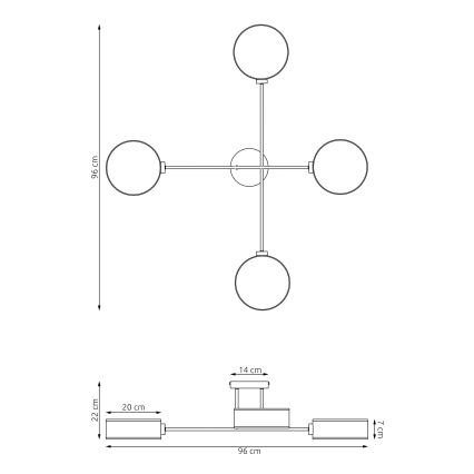 Plafondlampa MAGA 4xE14/10W/230V svart/grå