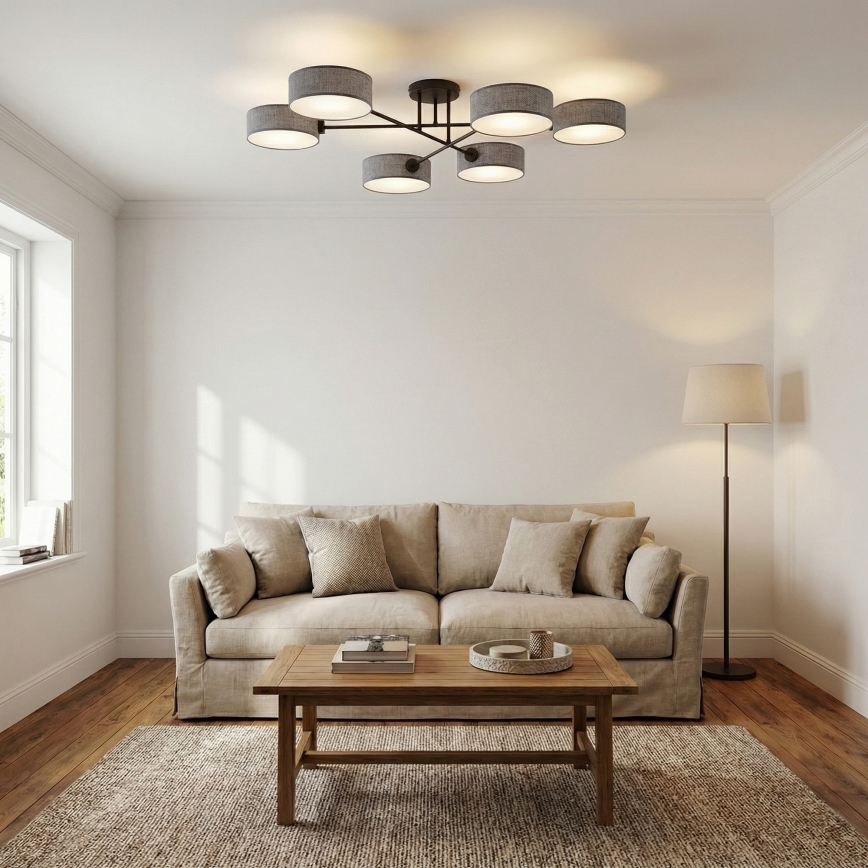 Plafondlampa MAGA 6xE14/10W/230V grå