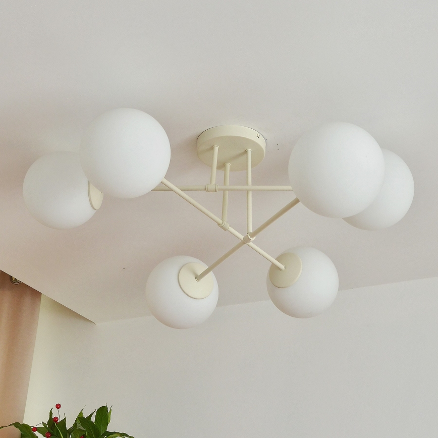 Plafondlampa MOON 6xE27/15W/230V krämfärgad