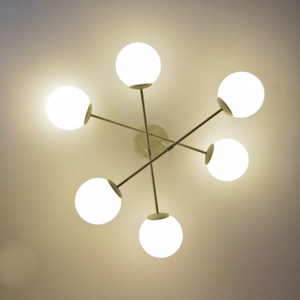 Plafondlampa MOON 6xE27/15W/230V krämfärgad