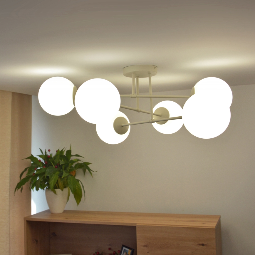 Plafondlampa MOON 6xE27/15W/230V krämfärgad