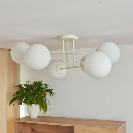 Plafondlampa MOON 6xE27/15W/230V krämfärgad