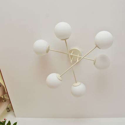 Plafondlampa MOON 6xE27/15W/230V krämfärgad