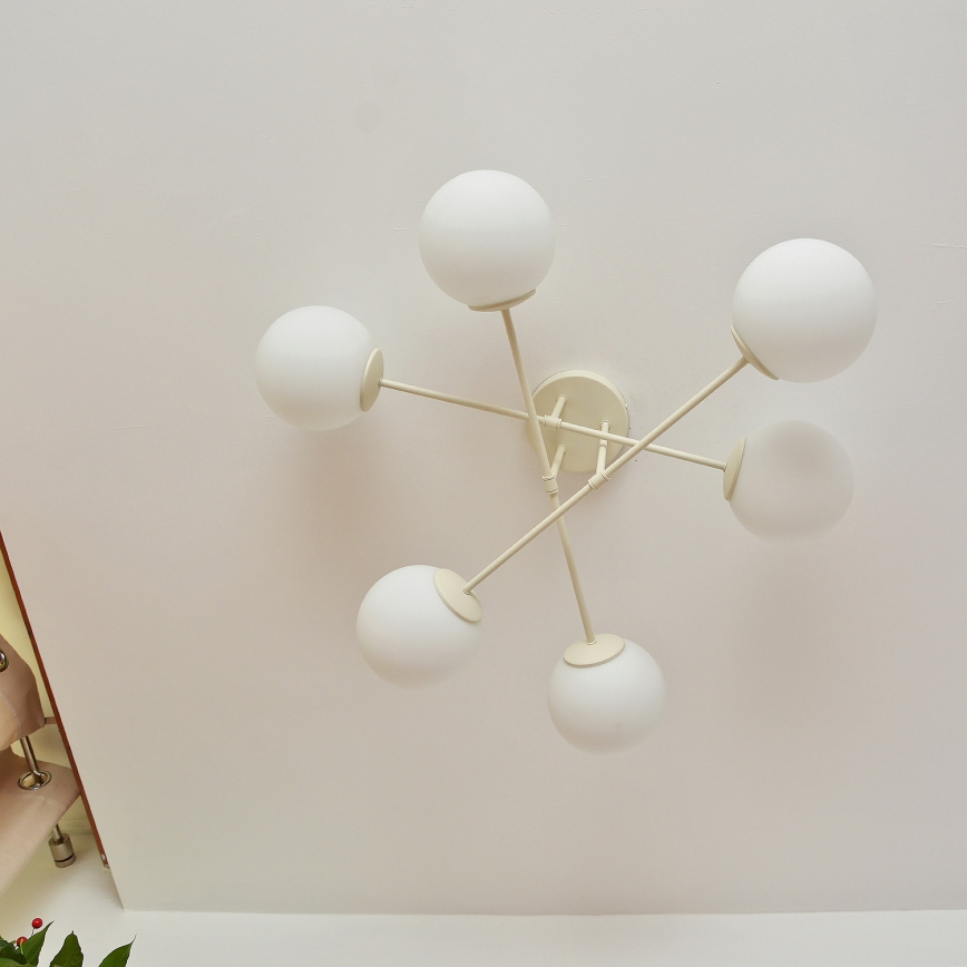 Plafondlampa MOON 6xE27/15W/230V krämfärgad