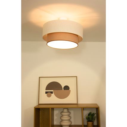 Plafondlampa NATIA 1xE27/60W/230V Ø45 cm vit/brun