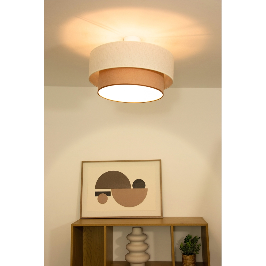 Plafondlampa NATIA 1xE27/60W/230V Ø45 cm vit/brun