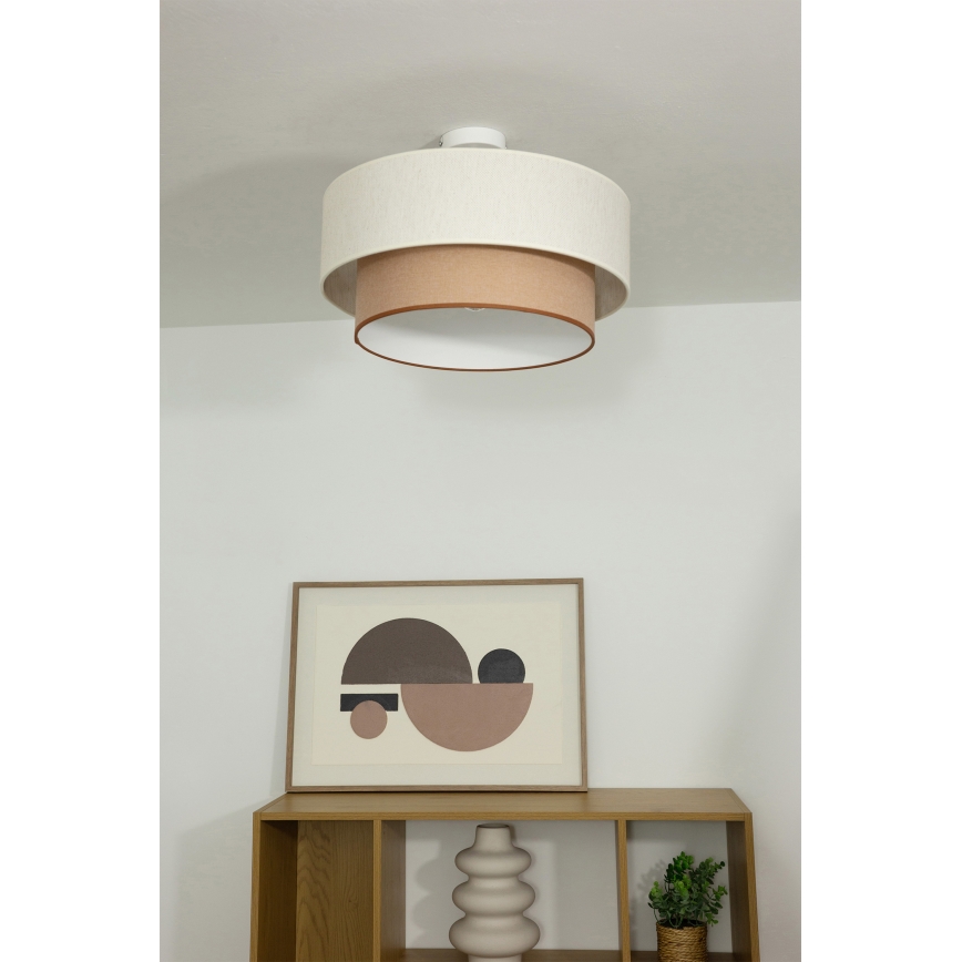 Plafondlampa NATIA 1xE27/60W/230V Ø45 cm vit/brun