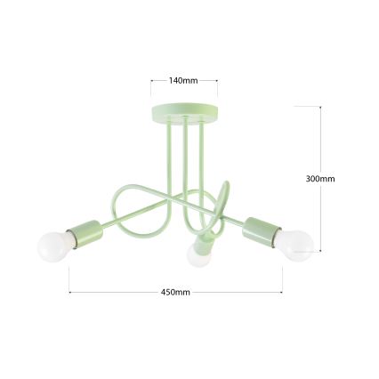 Plafondlampa OXFORD 3xE27/15W/230V grön