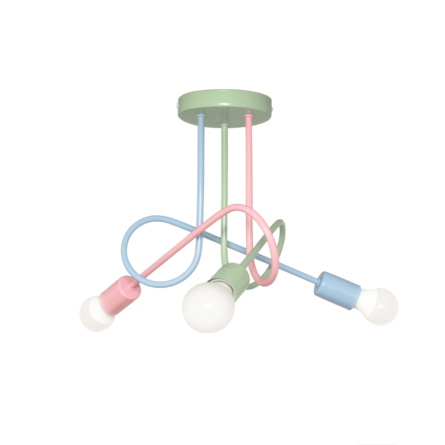 Plafondlampa OXFORD 3xE27/15W/230V grön/rosa/blå