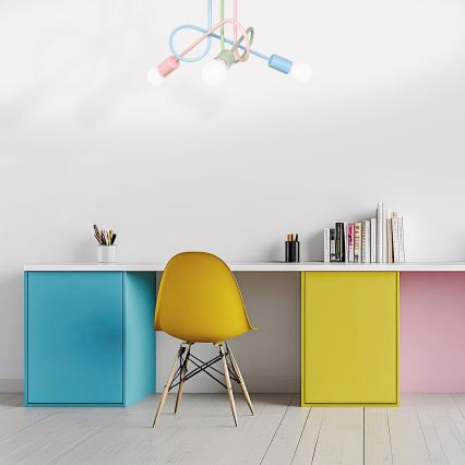 Plafondlampa OXFORD 3xE27/15W/230V grön/rosa/blå