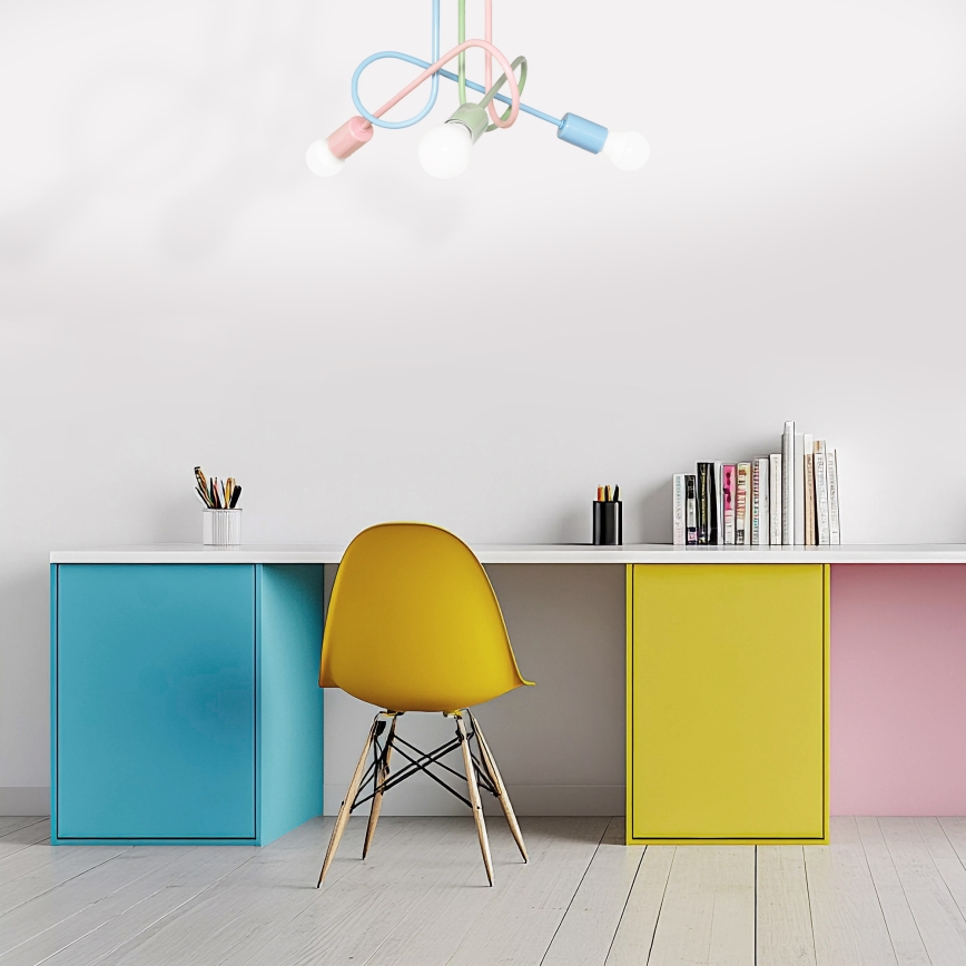 Plafondlampa OXFORD 3xE27/15W/230V grön/rosa/blå