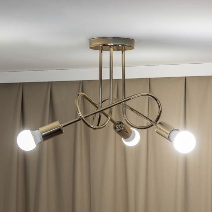 Plafondlampa OXFORD 3xE27/15W/230V guldfärgad