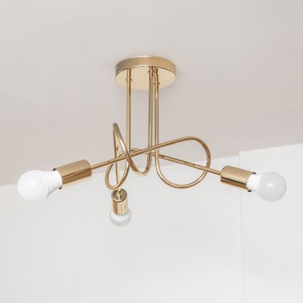 Plafondlampa OXFORD 3xE27/15W/230V guldfärgad