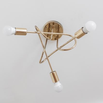 Plafondlampa OXFORD 3xE27/15W/230V guldfärgad