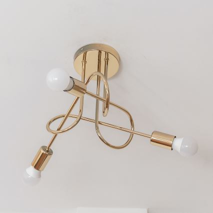 Plafondlampa OXFORD 3xE27/15W/230V guldfärgad