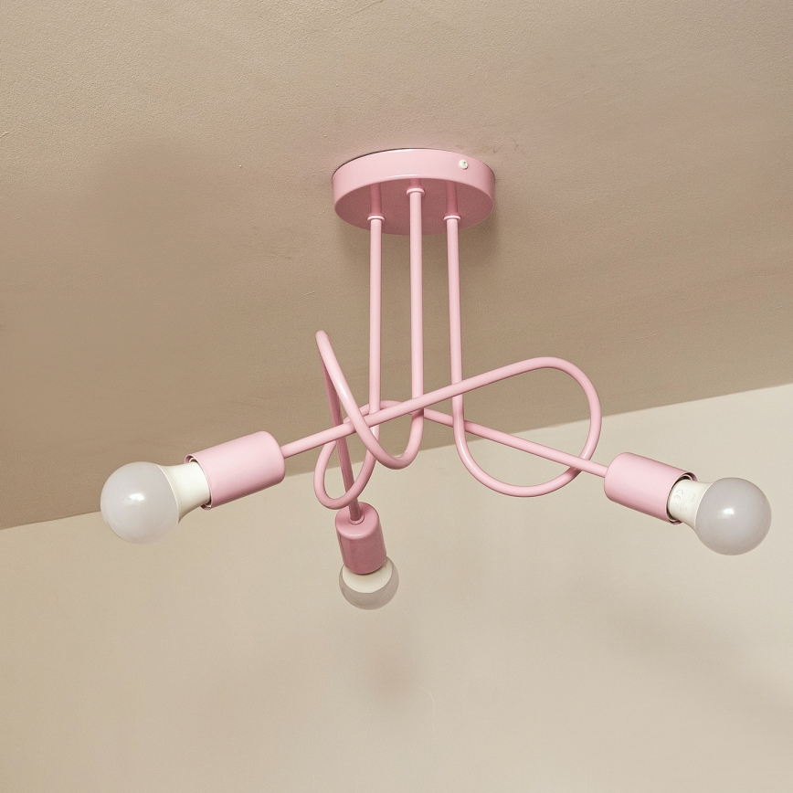 Plafondlampa OXFORD 3xE27/15W/230V rosa