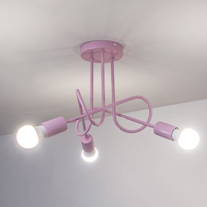 Plafondlampa OXFORD 3xE27/15W/230V rosa