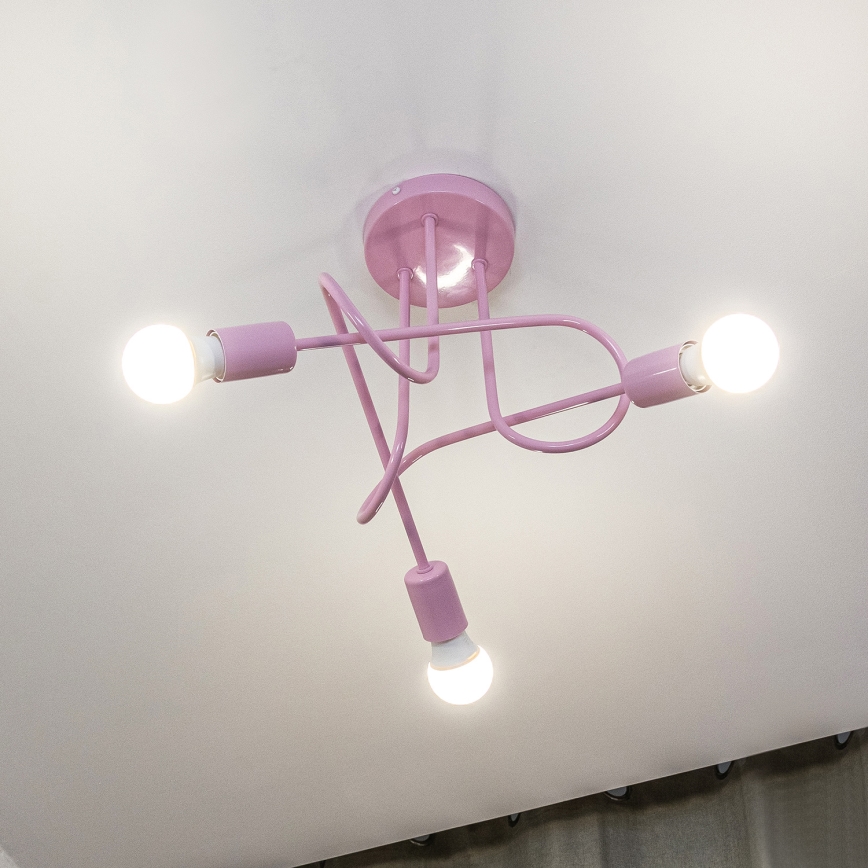 Plafondlampa OXFORD 3xE27/15W/230V rosa