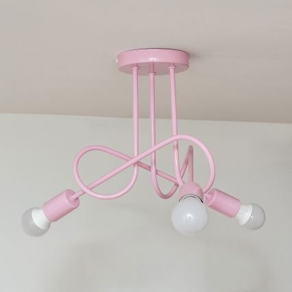 Plafondlampa OXFORD 3xE27/15W/230V rosa