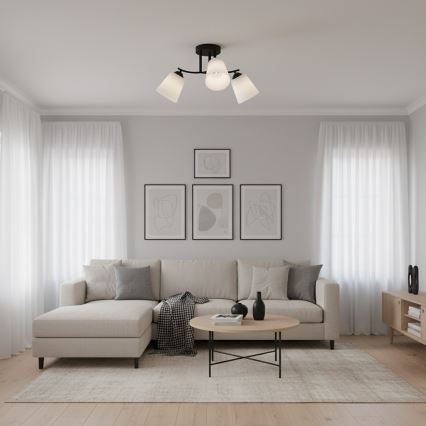 Plafondlampa PAFOS 3xE27/15W/230V svart