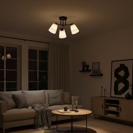 Plafondlampa PAFOS 3xE27/15W/230V svart