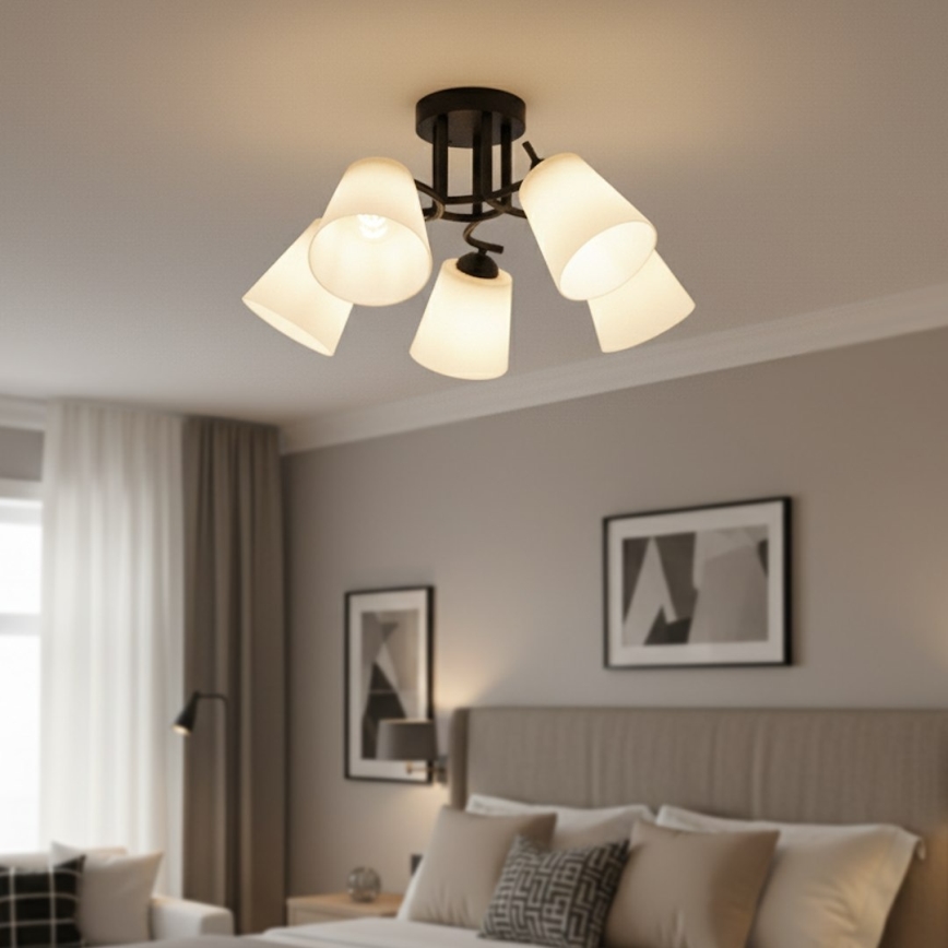 Plafondlampa PAFOS 5xE27/15W/230V, svart