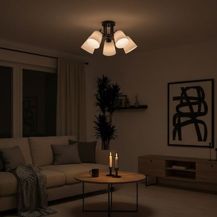 Plafondlampa PAFOS 5xE27/15W/230V, svart