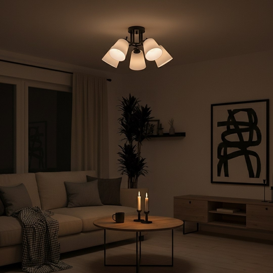 Plafondlampa PAFOS 5xE27/15W/230V, svart