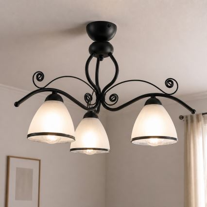 Plafondlampa RETRO 3xE27/60W/230V svart/vit
