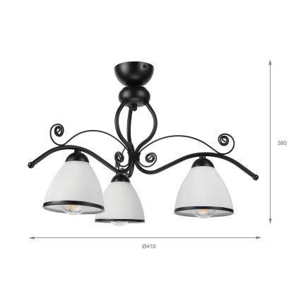 Plafondlampa RETRO 3xE27/60W/230V svart/vit