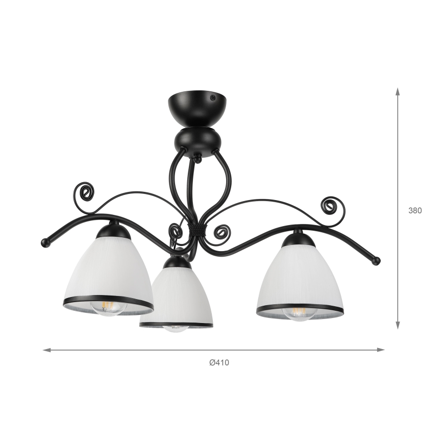 Plafondlampa RETRO 3xE27/60W/230V svart/vit