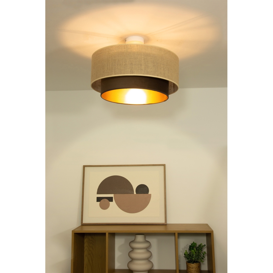 Plafondlampa SARTA 1xE27/60W/230V Ø 45 cm brun/jute