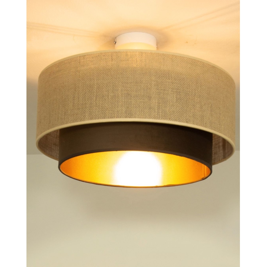 Plafondlampa SARTA 1xE27/60W/230V Ø 45 cm brun/jute