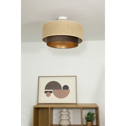 Plafondlampa SARTA 1xE27/60W/230V Ø 45 cm brun/jute