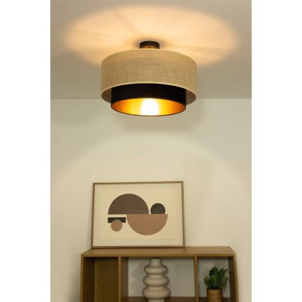 Plafondlampa SARTA 1xE27/60W/230V Ø 45 cm svart/jute