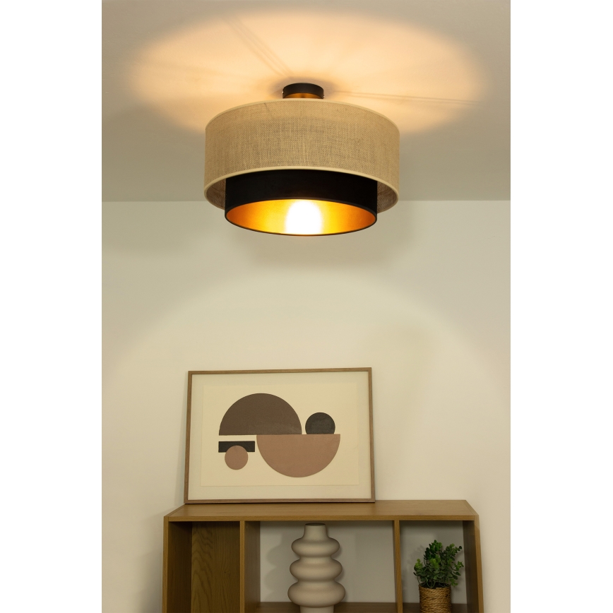 Plafondlampa SARTA 1xE27/60W/230V Ø 45 cm svart/jute