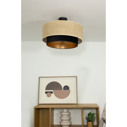 Plafondlampa SARTA 1xE27/60W/230V Ø 45 cm svart/jute