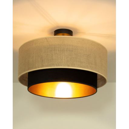 Plafondlampa SARTA 1xE27/60W/230V Ø 45 cm svart/jute